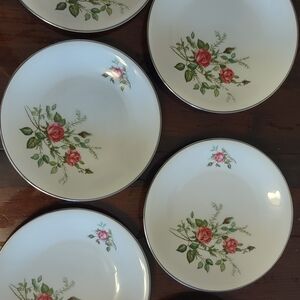 Vintage Alka Bavaria Moosrose Silver Rim Porcelain Plates